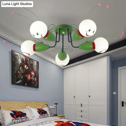 DecorBites™ DecorBites™ Green Bee Metal Semi-Flush Ceiling Lamp for Hallway/Bedroom