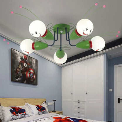 DecorBites™ DecorBites™ Green Bee Metal Semi-Flush Ceiling Lamp for Hallway/Bedroom