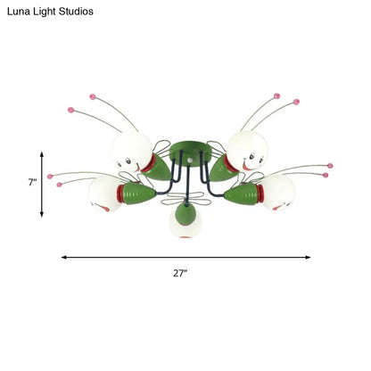 DecorBites™ DecorBites™ Green Bee Metal Semi-Flush Ceiling Lamp for Hallway/Bedroom