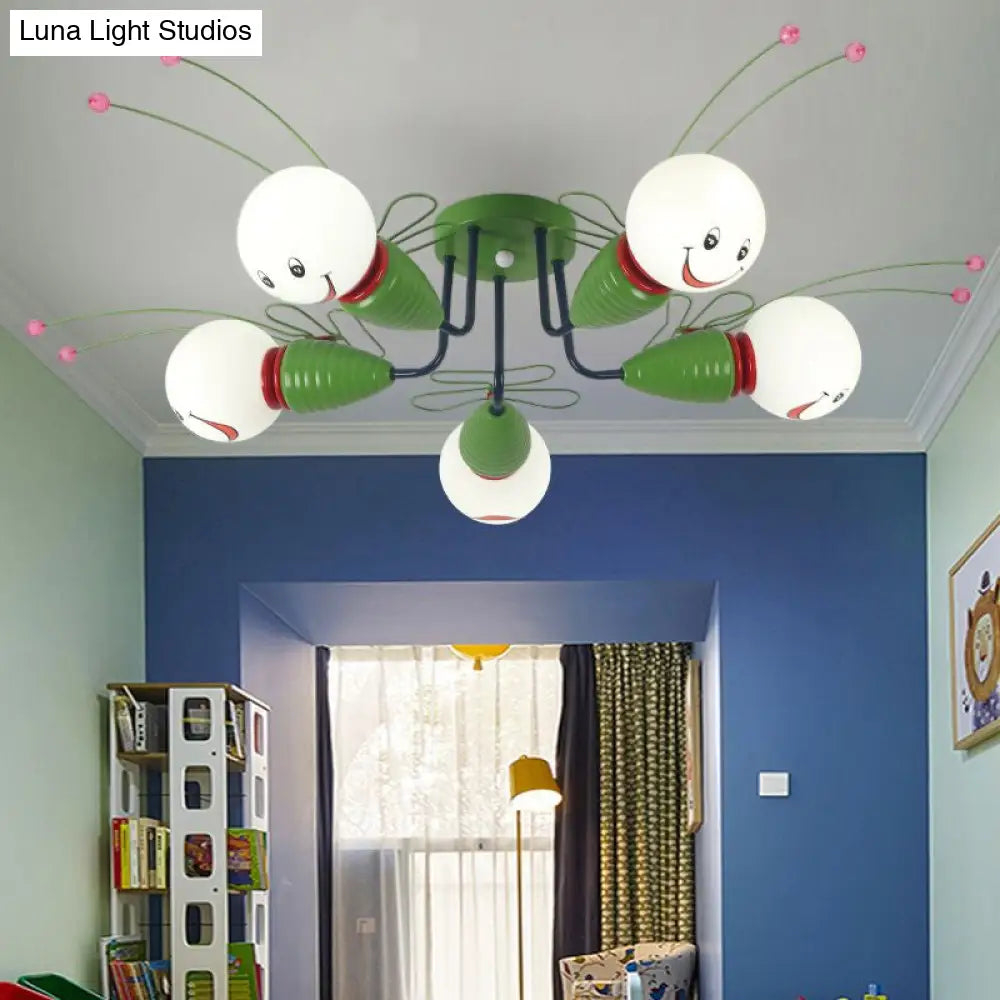DecorBites™ DecorBites™ Green Bee Metal Semi-Flush Ceiling Lamp for Hallway/Bedroom