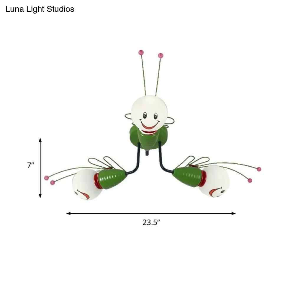 DecorBites™ DecorBites™ Green Bee Metal Semi-Flush Ceiling Lamp for Hallway/Bedroom