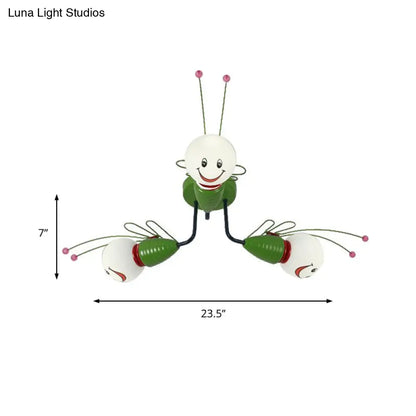 DecorBites™ DecorBites™ Green Bee Metal Semi-Flush Ceiling Lamp for Hallway/Bedroom