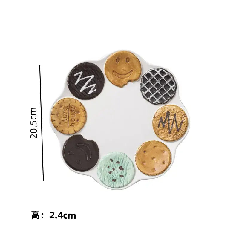 White ceramic biscuit ceramic coaster with colorful edible cookie designs for decorbites creative biscuit tableware set