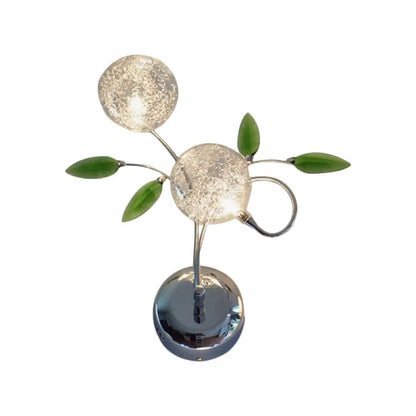 DecorBites™ Green Crystal Leaf Wall Mount Lamp with Class Glass Shade - Bedside Wall Lighting Solution in Chrome