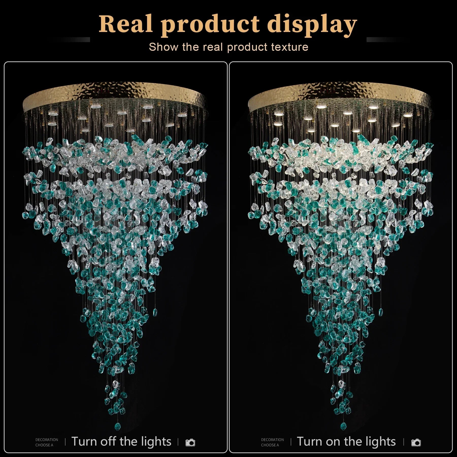 Green Crystal Stone Chandelier for Modern Spaces - Chandelier