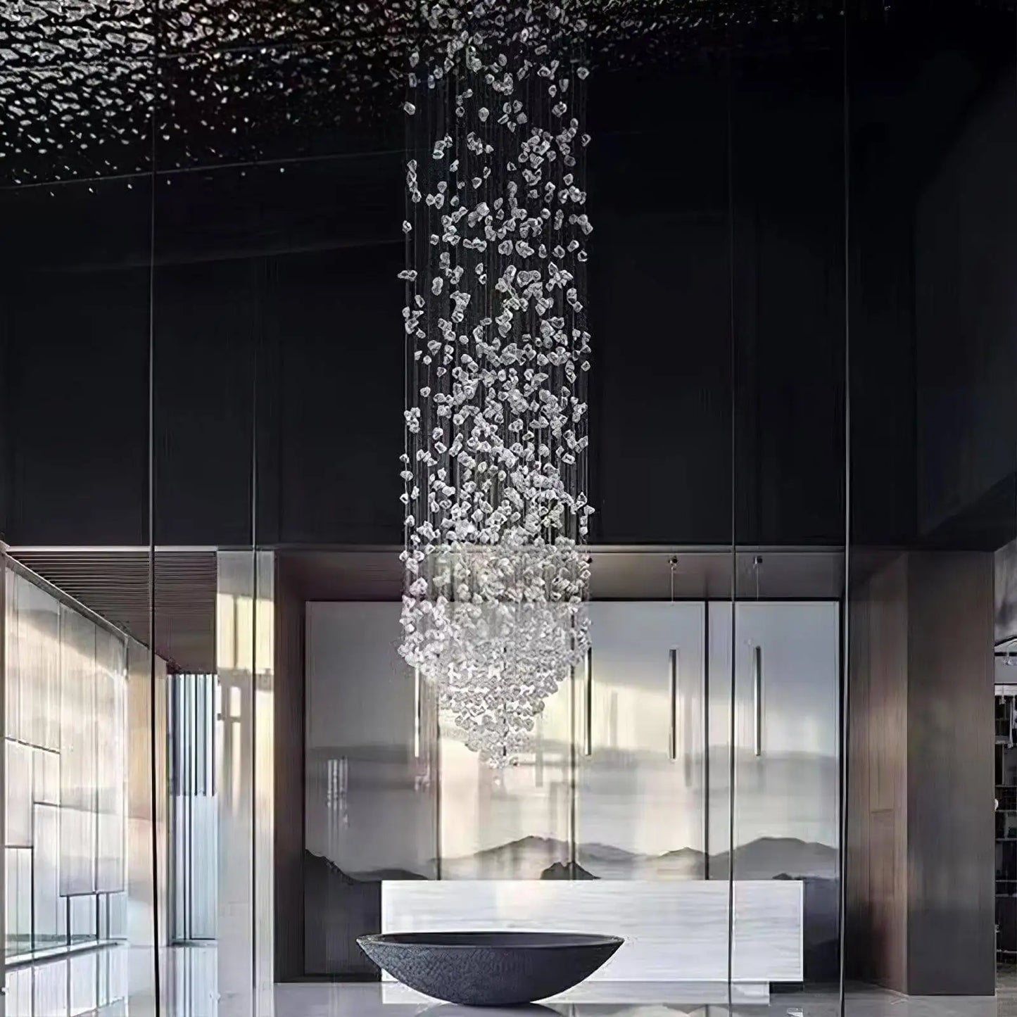 Green Crystal Stone Chandelier for Modern Spaces - Chandelier