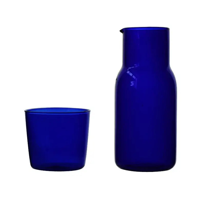 Deep cobalt blue glass bedside water carafe and matching tumbler set 550ml bedside water use