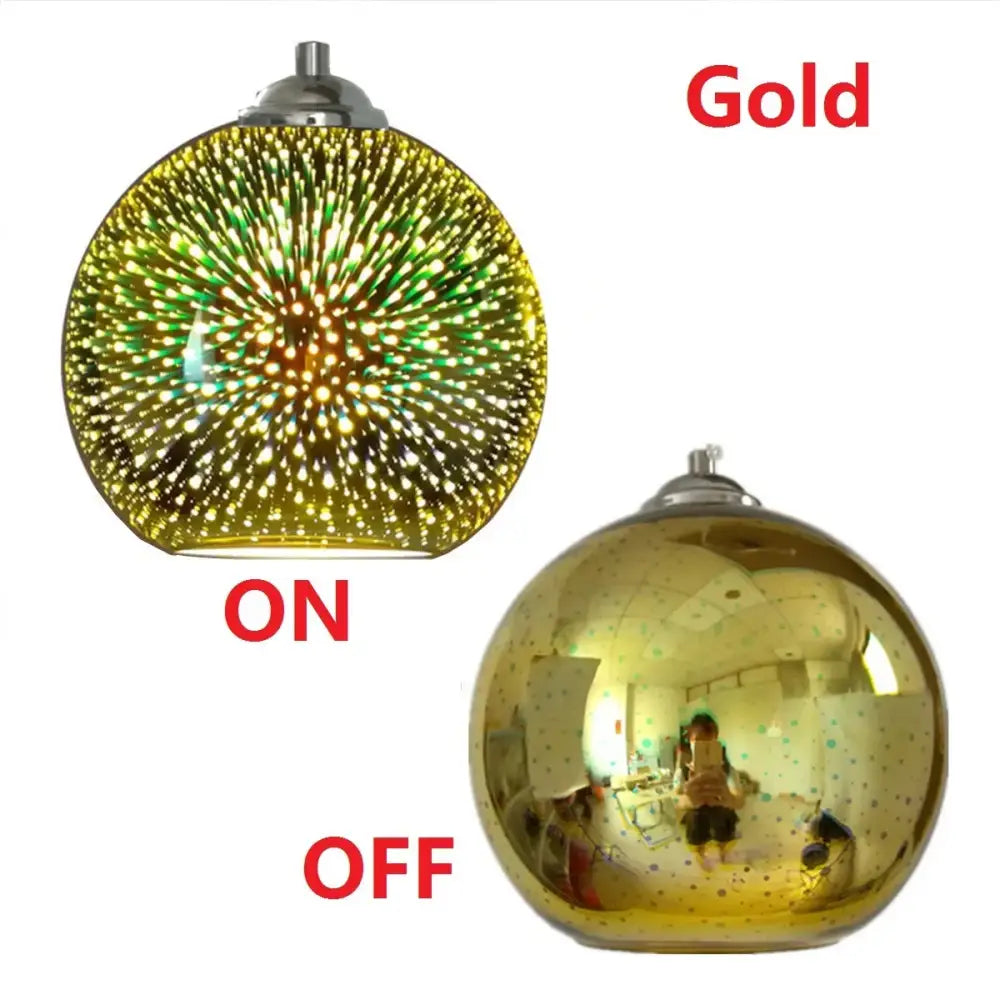 Green and gold mosaic colorful glass ball pendant light with illuminated starburst pattern decorbites colorful glass