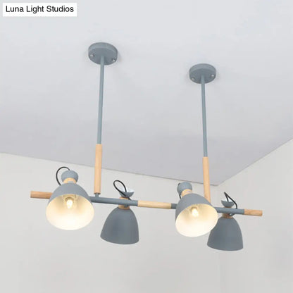 DecorBites™ Green/Grey/White Metal Dome Shade Island Chandelier - Nordic Style Pendant Lamp with 4 Heads