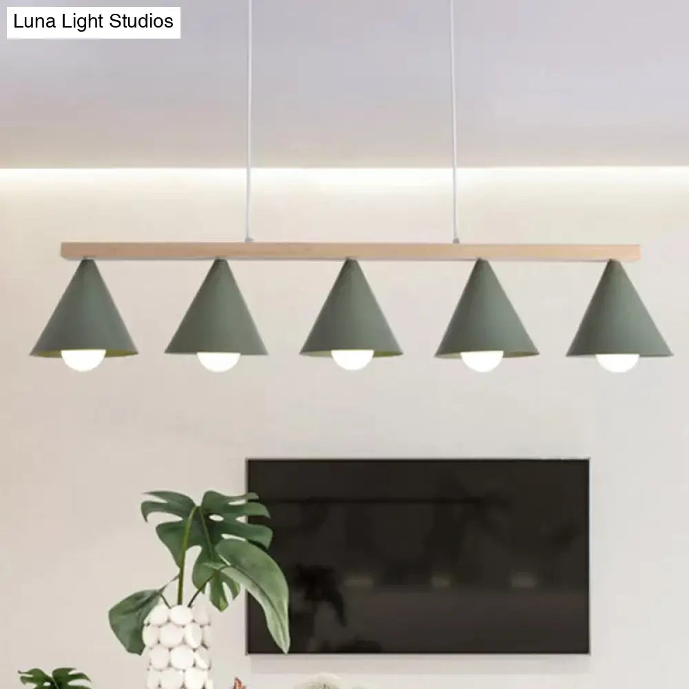 DecorBites™ Green Iron Island Pendant with Nordic Design- 3/5 Head Ceiling Light