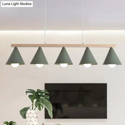 DecorBites™ Green Iron Island Pendant with Nordic Design- 3/5 Head Ceiling Light