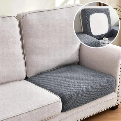 Gray herringbone stretch couch cover for sectional sofa cushion case in living room jacquard fabric