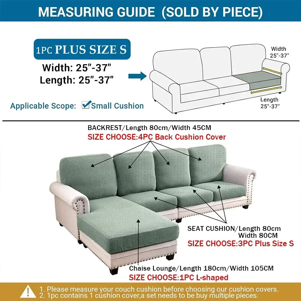 Light green jacquard stretchy fabric couch cover set for l-shaped sectional sofa cushions in living room