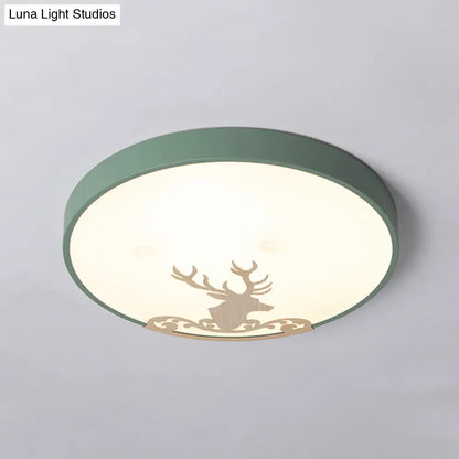 DecorBites™ DecorBites™ Green LED Ceiling Light: Modern Round Acrylic Flush Mount with Deer Pattern