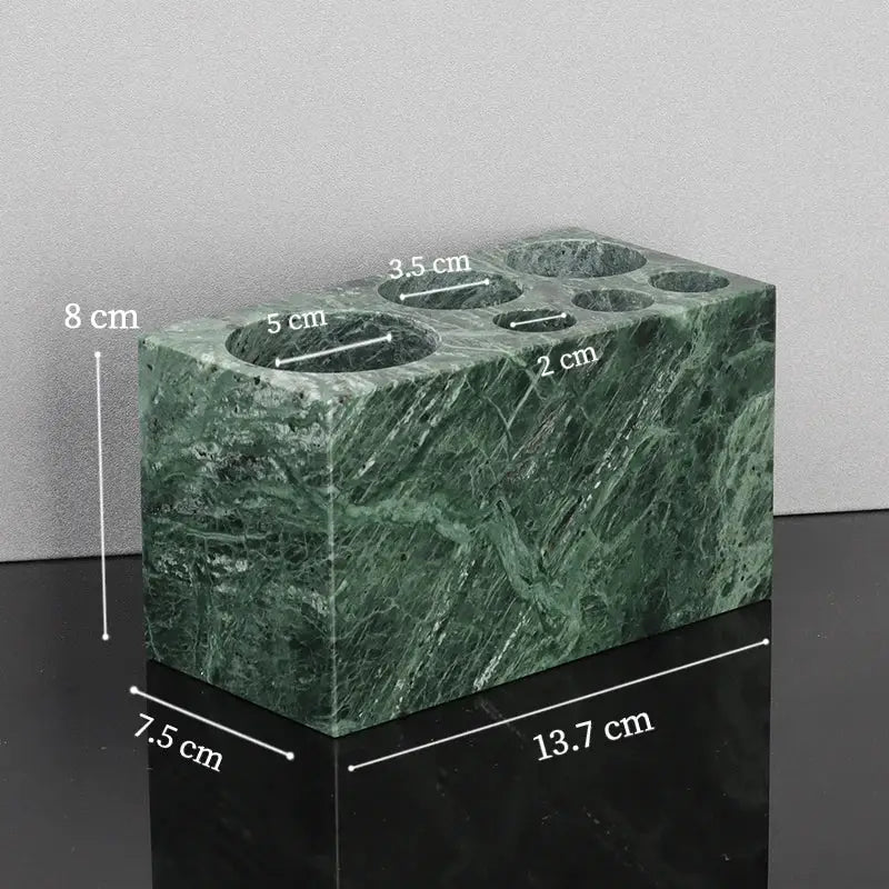 Green marble bathroom rectangular marble toothbrush holder with five circular slots from marble bathroom set