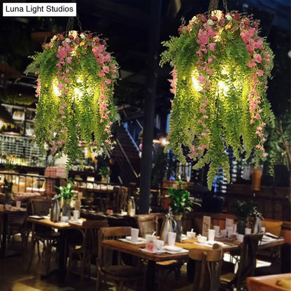 Green Metal Industrial Chandelier with 4 Hanging Heads - Pendant Light Fixture