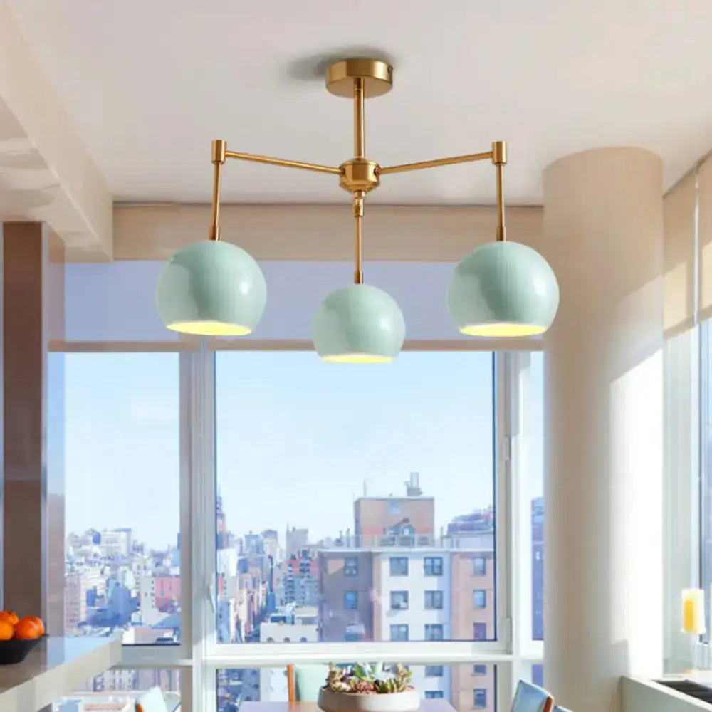 DecorBites™ DecorBites™ Green Metal Modernist Semi Flush Globe Ceiling Light with Radial Arm - Ideal for Living Room