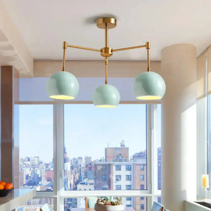 DecorBites™ DecorBites™ Green Metal Modernist Semi Flush Globe Ceiling Light with Radial Arm - Ideal for Living Room