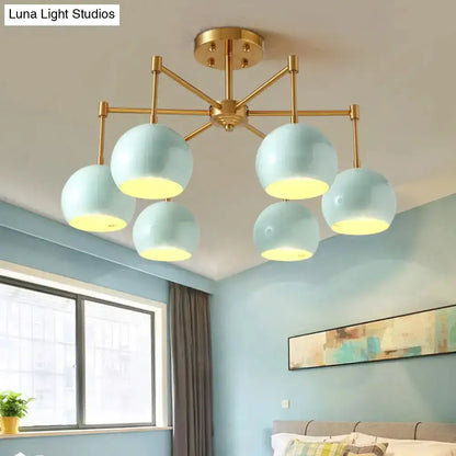 DecorBites™ DecorBites™ Green Metal Modernist Semi Flush Globe Ceiling Light with Radial Arm - Ideal for Living Room