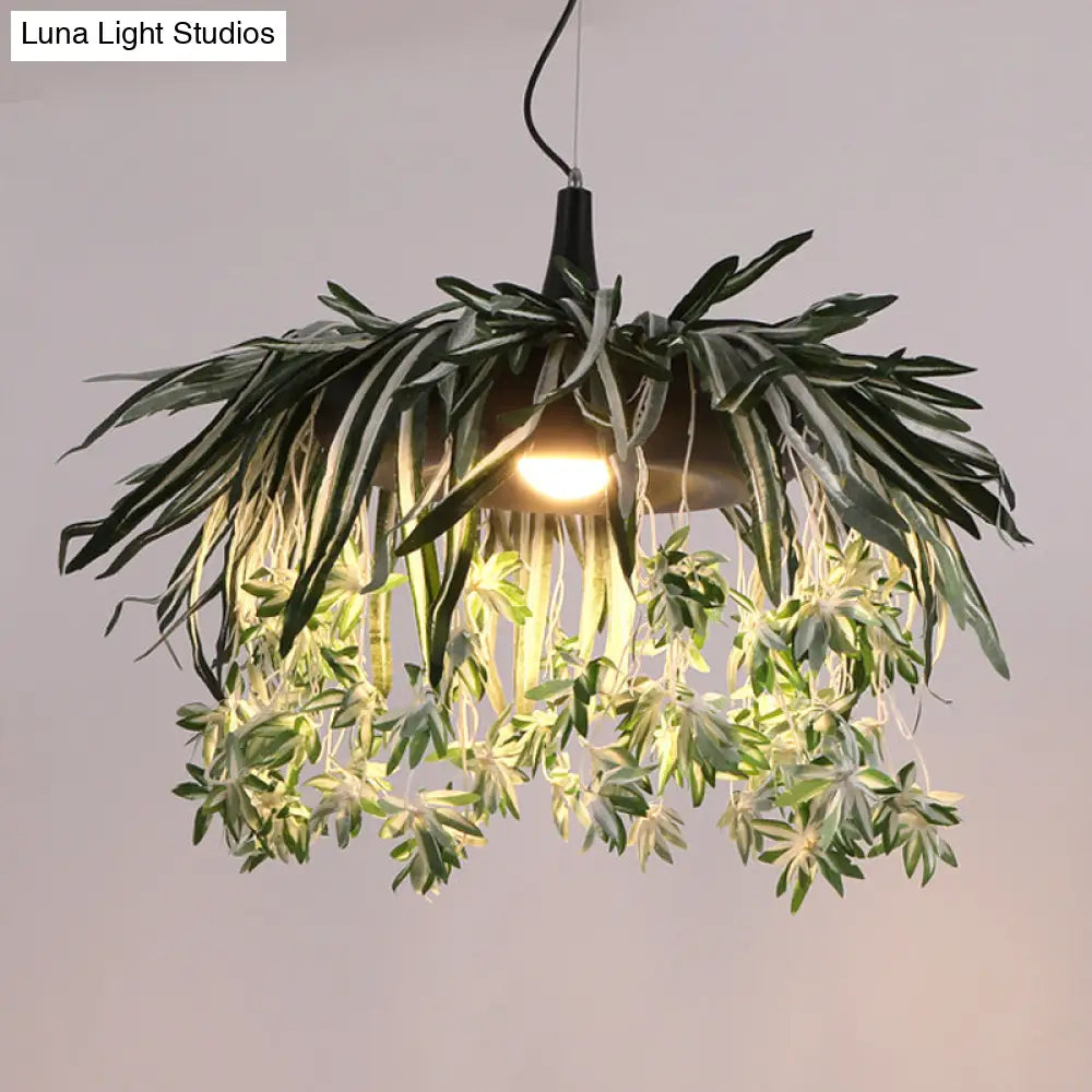 Green Metal Pendant Light with 1 LED Bulb for Restaurant Down Lighting