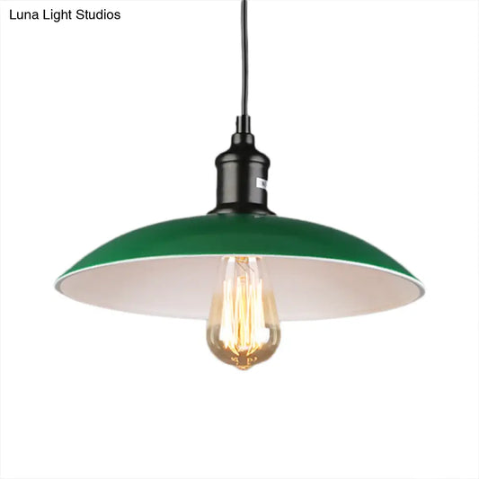 Green Metallic Vintage Pendant Light with Dome Shade - 14"/18" Diameter