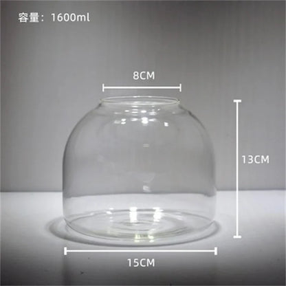 Green Moss Glass Vase Terrarium Container - 15X13cm no Cork - Vase