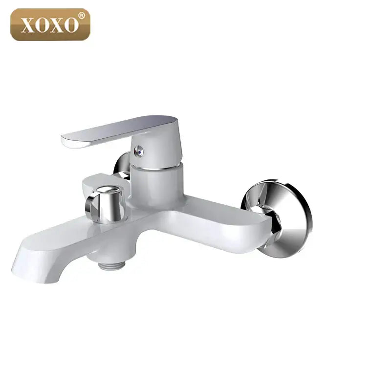 Xoxo brand green and orange chrome shower faucet set with wall-mounted bathtub faucet and handheld showerhead