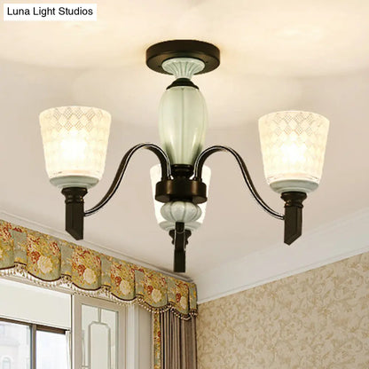 DecorBites™ DecorBites™ Green Rhombus Glass Ceiling Mount Chandelier - Traditional Semi Flush Design for Living Rooms