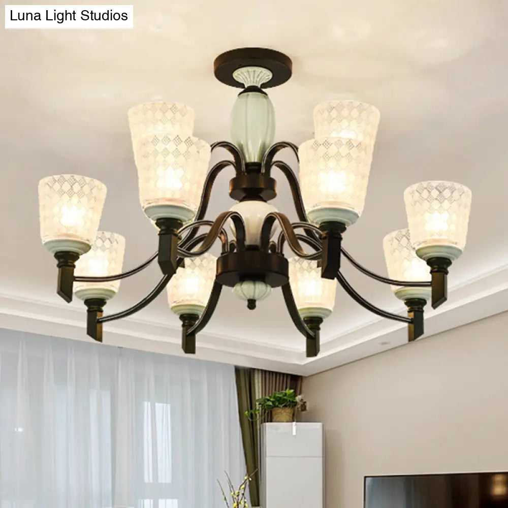 DecorBites™ DecorBites™ Green Rhombus Glass Ceiling Mount Chandelier - Traditional Semi Flush Design for Living Rooms