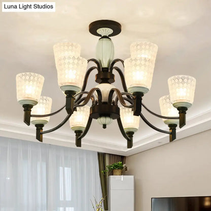 DecorBites™ DecorBites™ Green Rhombus Glass Ceiling Mount Chandelier - Traditional Semi Flush Design for Living Rooms