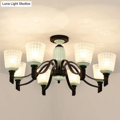 DecorBites™ DecorBites™ Green Rhombus Glass Ceiling Mount Chandelier - Traditional Semi Flush Design for Living Rooms