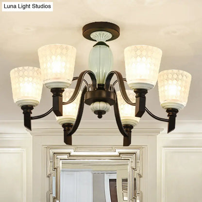 DecorBites™ DecorBites™ Green Rhombus Glass Ceiling Mount Chandelier - Traditional Semi Flush Design for Living Rooms