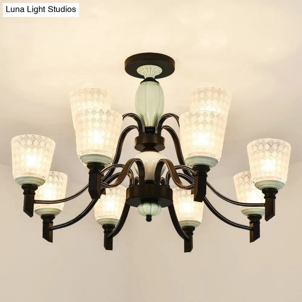 DecorBites™ DecorBites™ Green Rhombus Glass Ceiling Mount Chandelier - Traditional Semi Flush Design for Living Rooms