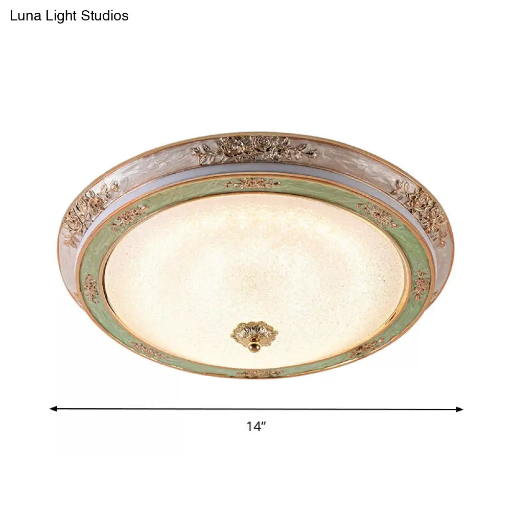 DecorBites™ DecorBites™ Green Seeded Glass Flush Mount LED Lamp in Warm/White Light, Available in 3 Sizes: 14", 16", 19.5