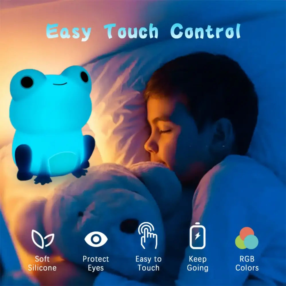 Blue silicone frog night light from decorbites frog night collection for bedroom dimmable lamp decorbites frog night