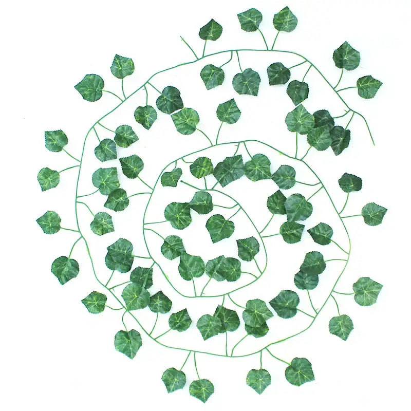 Green silk artificial ivy hanging garland with heart-shaped leaves and thin stems for decorbites green silk decor