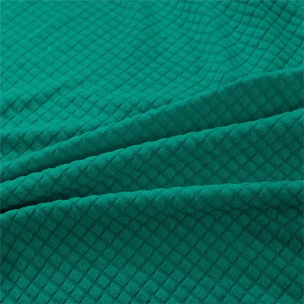 Vibrant teal jacquard elastic seat cover with diamond-patterned waffle knit fabric for decorbites chair slipcovers