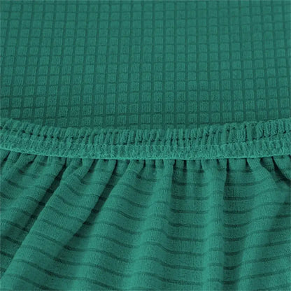 Emerald green decorbites jacquard elastic seat cover with waffle texture, elasticated hem, and ruffled lower edge