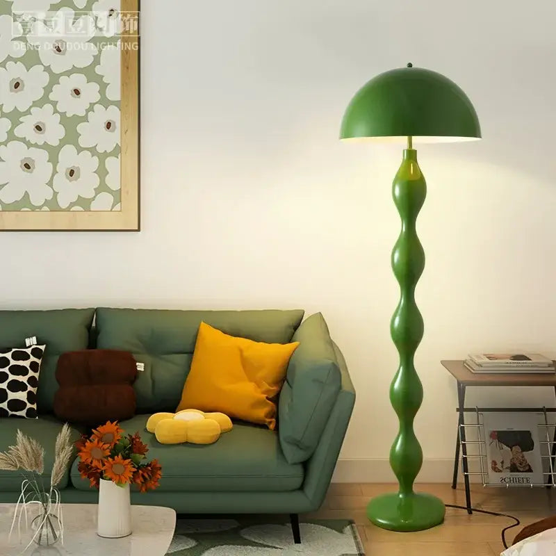 Green wavy circle mushroom floor lamp with dome-shaped shade for living room decorbites circle mushroom lighting