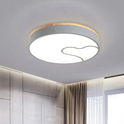 DecorBites™ DecorBites™ Green/White/Grey Macaron Ceiling LED Light with Wave Pattern and Wood Accent