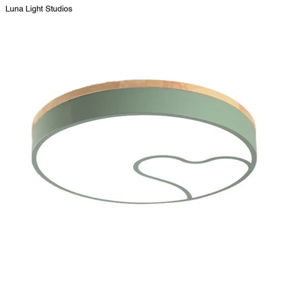 DecorBites™ DecorBites™ Green/White/Grey Macaron Ceiling LED Light with Wave Pattern and Wood Accent