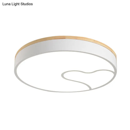 DecorBites™ DecorBites™ Green/White/Grey Macaron Ceiling LED Light with Wave Pattern and Wood Accent