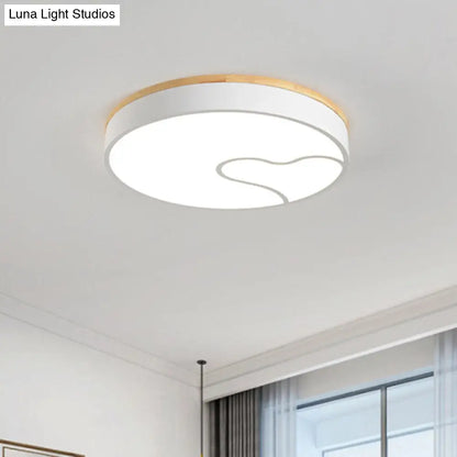 DecorBites™ DecorBites™ Green/White/Grey Macaron Ceiling LED Light with Wave Pattern and Wood Accent