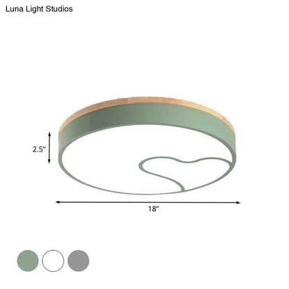 DecorBites™ DecorBites™ Green/White/Grey Macaron Ceiling LED Light with Wave Pattern and Wood Accent