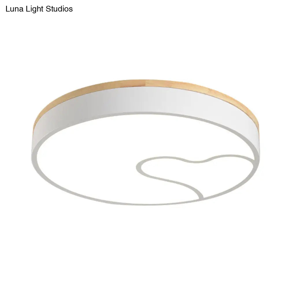 DecorBites™ DecorBites™ Green/White/Grey Macaron Ceiling LED Light with Wave Pattern and Wood Accent