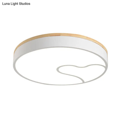 DecorBites™ DecorBites™ Green/White/Grey Macaron Ceiling LED Light with Wave Pattern and Wood Accent