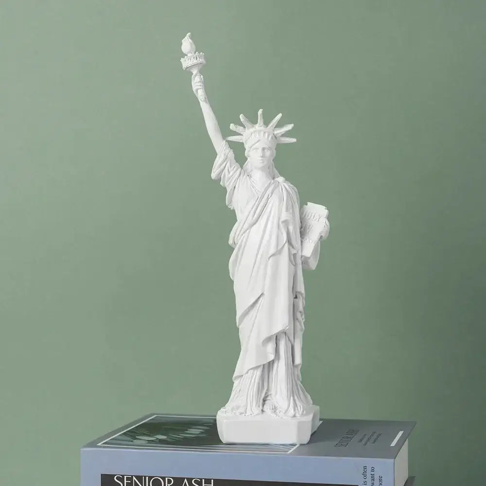 White resin liberty statue model with raised torch and tablet for green and white office desk decorbites liberty statue