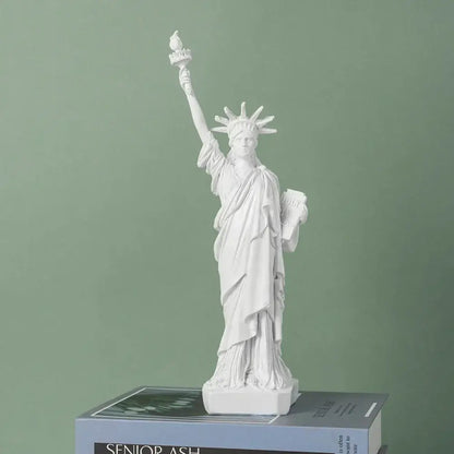 White resin liberty statue model with raised torch and tablet for green and white office desk decorbites liberty statue