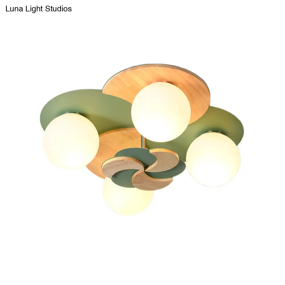 DecorBites™ DecorBites™ Green/White Nordic Semi-Flush Mount Lighting with 4 Bulbs for Bedroom