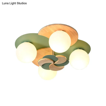 DecorBites™ DecorBites™ Green/White Nordic Semi-Flush Mount Lighting with 4 Bulbs for Bedroom